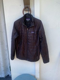 Women's Black/Brown Patagonia Nano Puff Jacket (M)