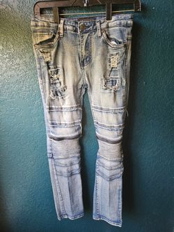 Encrypted Distressed Moto Skinny Jeans