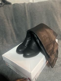 Black Leather Knee-High Boots