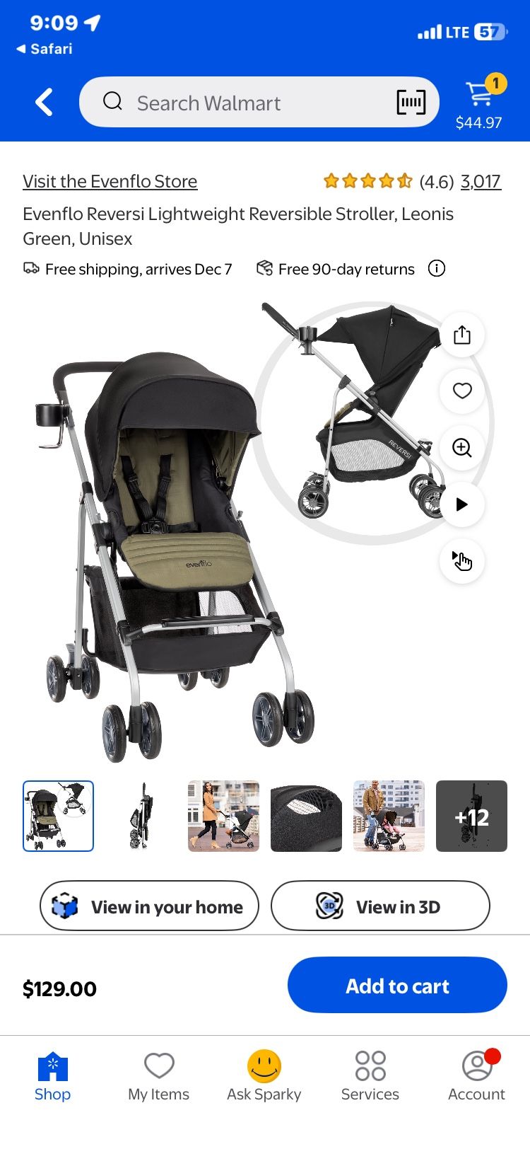 Evenflo Reversi Lightweight Reversible Stroller, Leonis Green, Unisex