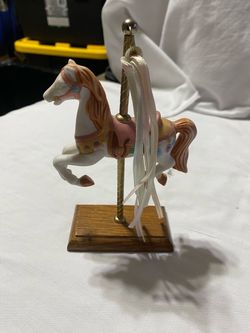 Carousel Horse Figurine on Wood Base