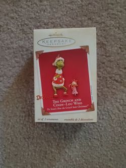 Hallmark 2003 The Grinch and Cindy Lou Who Dr Seuss Keepsake Ornament