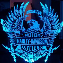 Harley eagle1 etched lighted mirror
