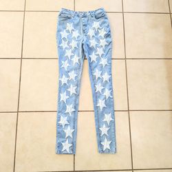 Mens Stars Embroidered Skinny Jeans