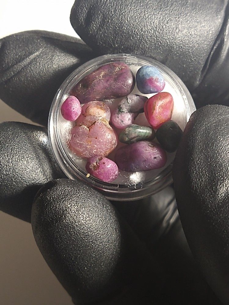 Natural Rubies (Corundum) in a Display