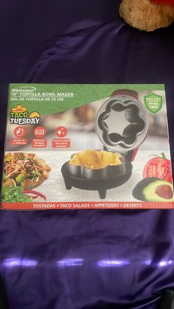 10 in. Red Nonstick Plastic Tortilla Taco Bowl Maker with Cool Touch