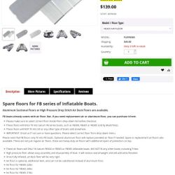 Aluminum Floor Boards For FB365 Inflatable Saturn Boat $75