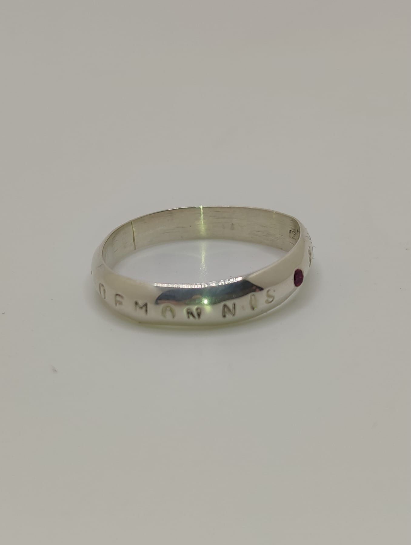 Custom Stamped Ruby Ring 