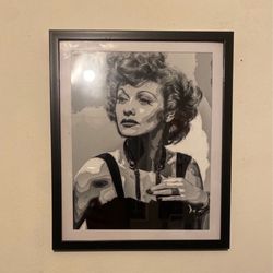 lucille ball From I Love Lucy Black And White Art on black frame