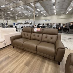 Prospera home Malibu top grain leather power recliner sofa