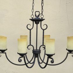 HINKLEY LIGHTING H3508 CASA SIX LIGHT SINGLE TIER PILLAR CANDLE CHANDELIER