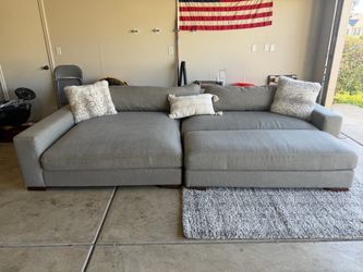 Extra-Wide Sectional with Chaise & Ottoman + Built-In USB/Outlets