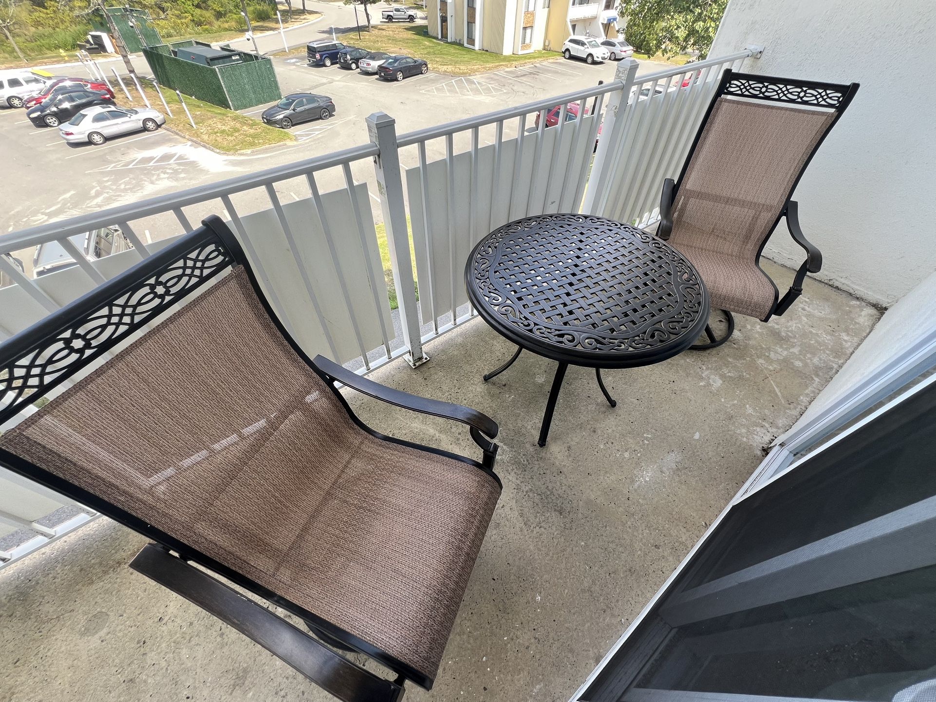 Outdoor 2 Chair 1 Table Aluminum Set