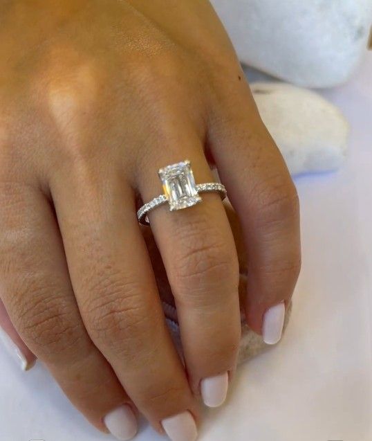 2.5 Carat Emerald Diamond Engagement Ring