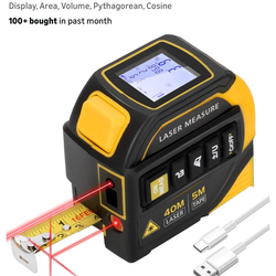 4-in-1 Laser Tape Measure with Level and Crosshairs, 16FT AutoLock Measuring Tape and 130FT Laser Measurement Tool with Large LCD Display, Area, Volum