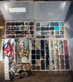 Huge Jewelry Making & Bead Crafting Lot – Thousands of Beads, Tools, Organizers & Supplies