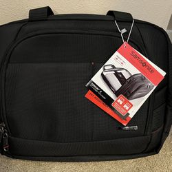 Brand New With Tags NWT Black Samsonite Classic PFT 2 Gusset Briefcase Adjustable Laptop System
