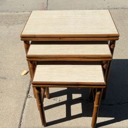 Nesting Tables w/ White Top. Set Of 3