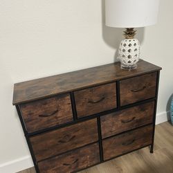Rustic brown 7-drawer Dresser With Fabric Bins Versatile