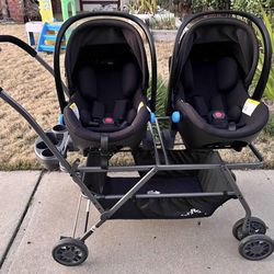 Clek Liing + extra bases + Joovy Twin Roo Stroller Combo