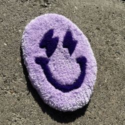 Tufted XL Lightning Smiley Face Coaster