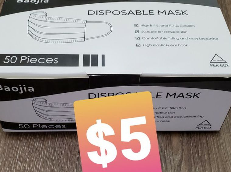 Disposable Face Masks - Black 50pcs