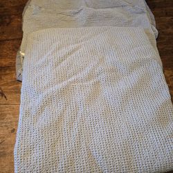 Blue Waffle Duvet  Queen And 2 Pillowcases