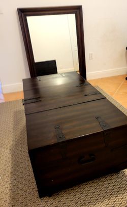 Great Deal For This Wonderful Wooden Cofee Table With Very Big Storage Space And Drawers And A Wooden Mirror