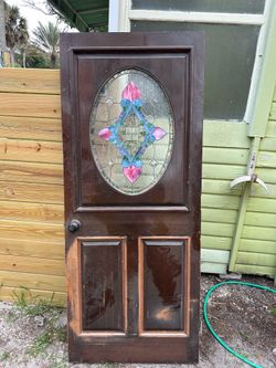 Vintage door with stained glass