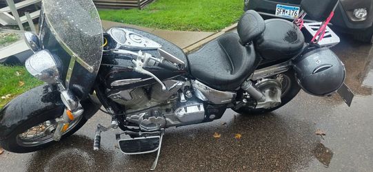Black Cruiser Motorcycle with Windshield