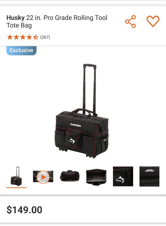 Husky 22 Inch Rolling Tote Pro Review - Tool Bag