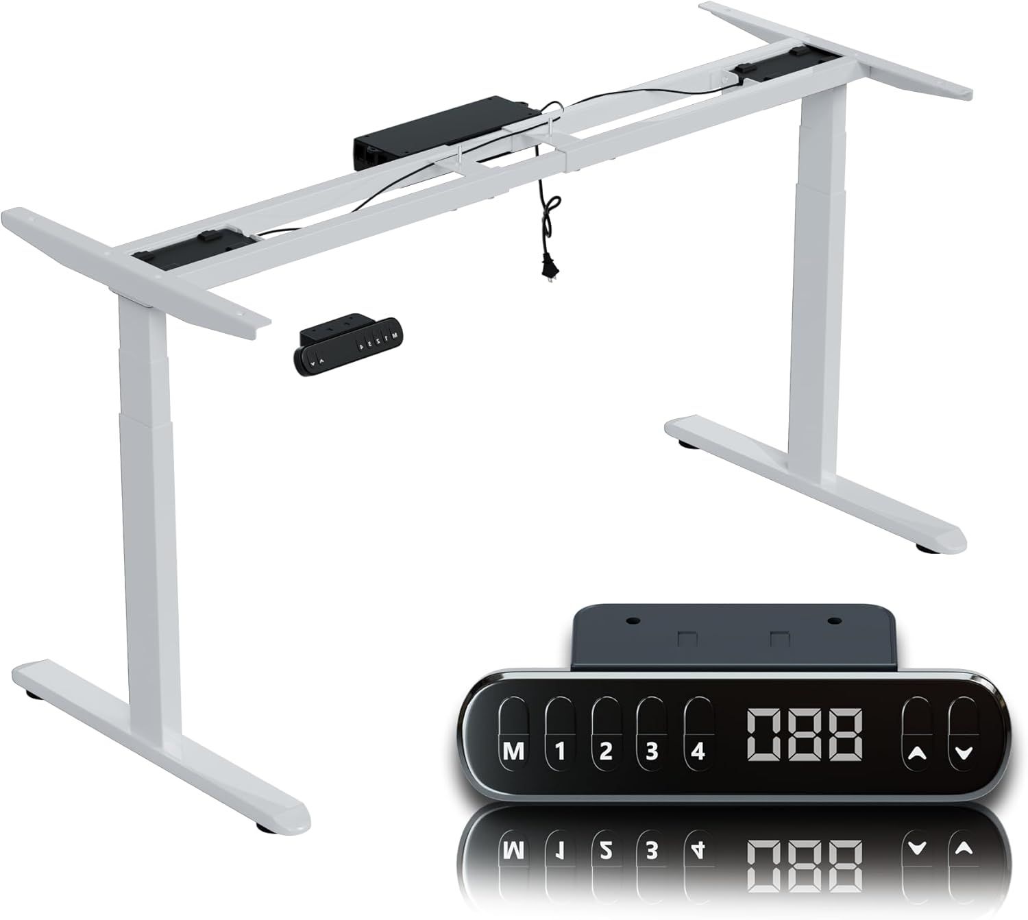 REMIT Dual Motor Standing Desk Frame – 3-Stage Heavy-Duty Adjustable Frame, 270 lb Capacity, Electric Sit-Stand Desk Base (White Frame Only)