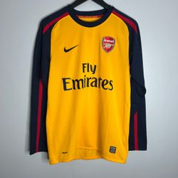 Arsenal FC Jersey Mens Small Nike Yellow 2008 2009 Soccer Football Long Sleeve