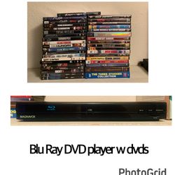 Blu Ray DVD Player W DVDs 