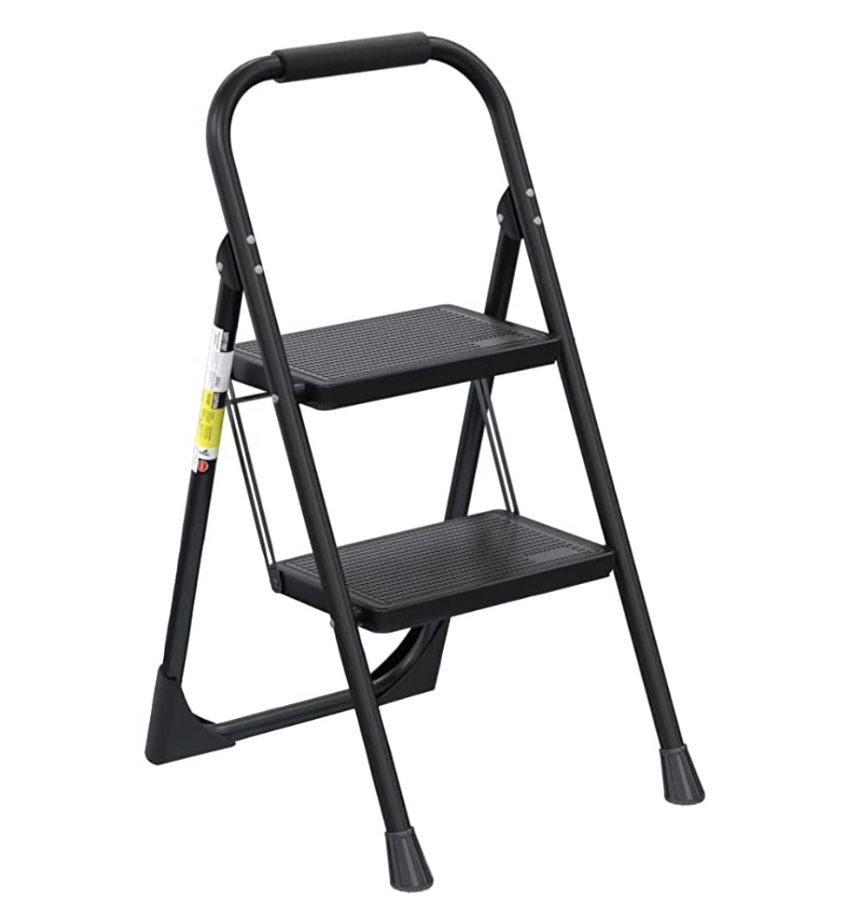 2 Step Stool Folding Step Stool-Black