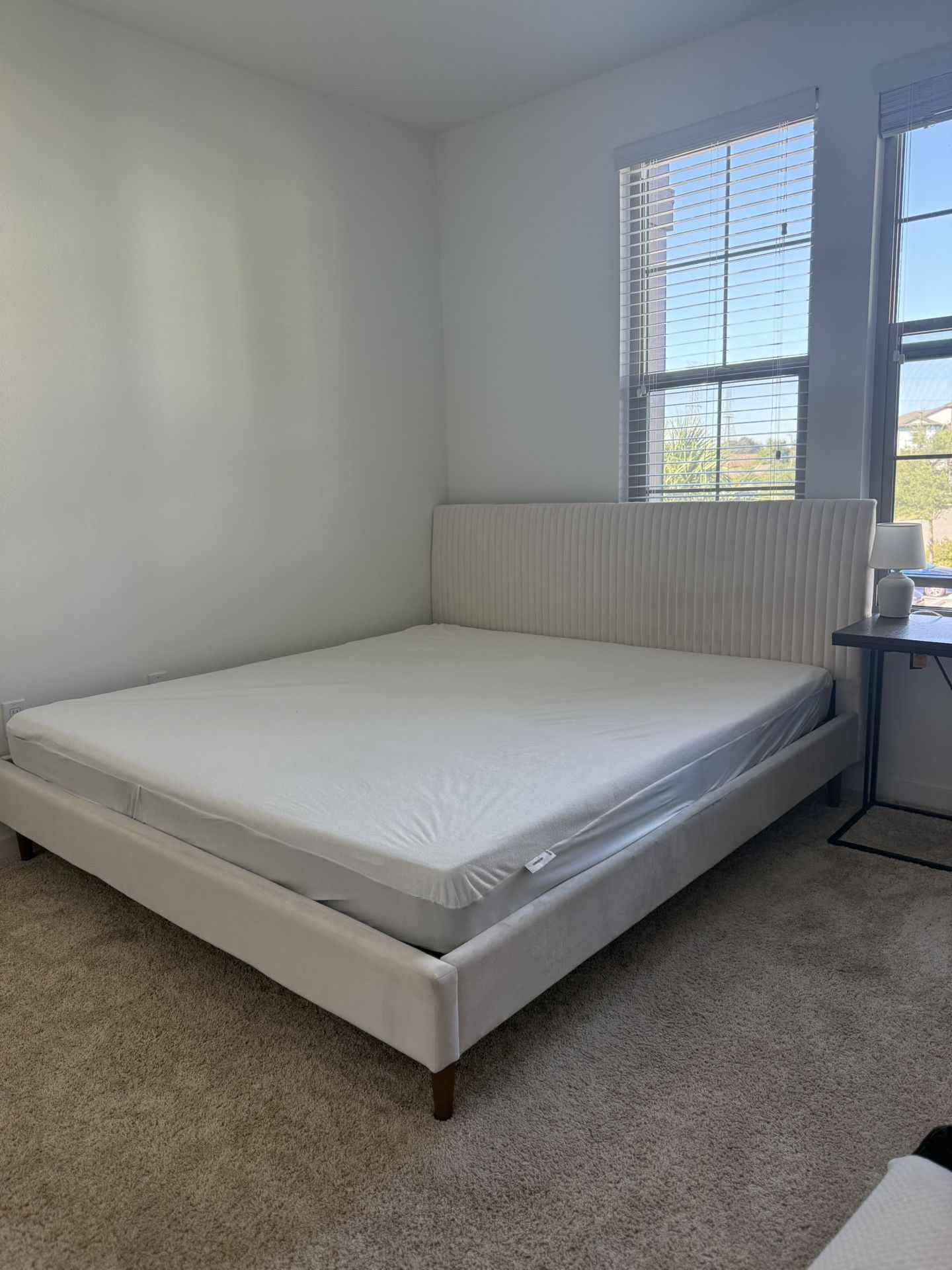 King Size Bed with Mattress & Frame(with Wooden Slats)