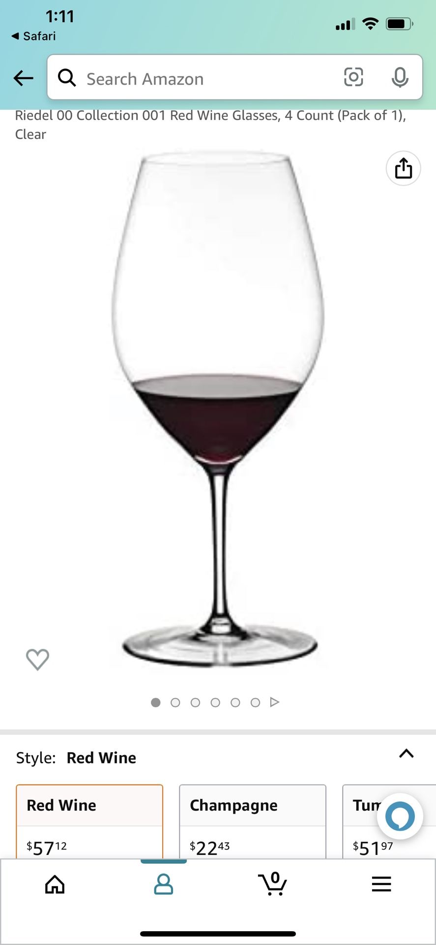 Riedel 00 Collection 001 Red Wine Glasses, 4 Count