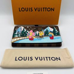 Louis Vuitton Limited Edition 2023 Christmas Vivienne Xmas Damier Ebene Pattern Coated Canvas Sarah Wallet