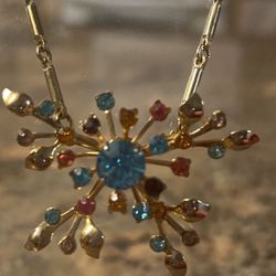 STERLING SILVER AND MULTICOLOR TOPAZ PENDANT NECKLACE 