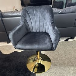 Black suede chair with Gold base