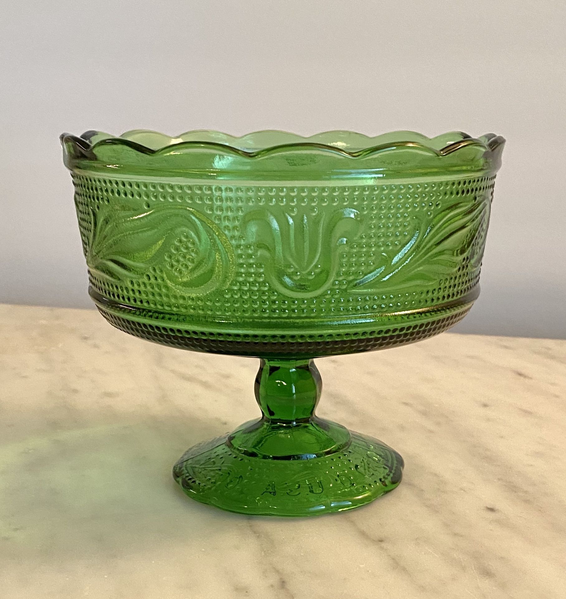 EO Brody Co Green Pedestal Footed Compote Bowl Vintage Vase Cleveland M6000
