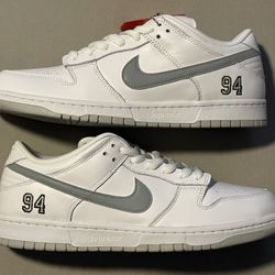 Nike SB Dunk Low Supreme 94 White Metallic Brand New DS