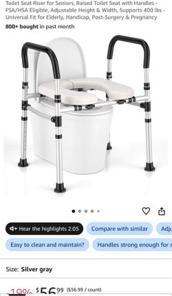 Toilet Seat Riser with Handlesbb, Adjustable Height & Width, 400 lbs Capacity