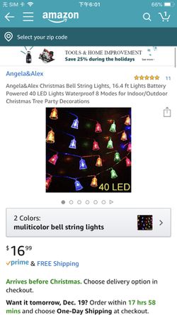 Brand new Angela&Alex Christmas Bell String Lights