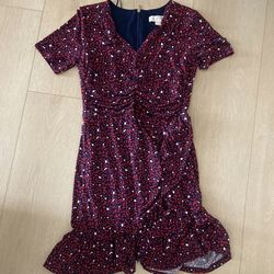 Michael Kors Red V-Neck Short Sleeve Midi Dress