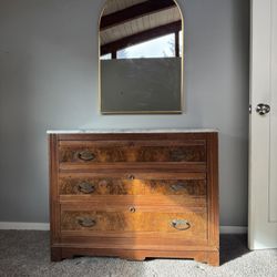 Antique Marble Top 3-drawer Dresser W/ Optional Mirror Included