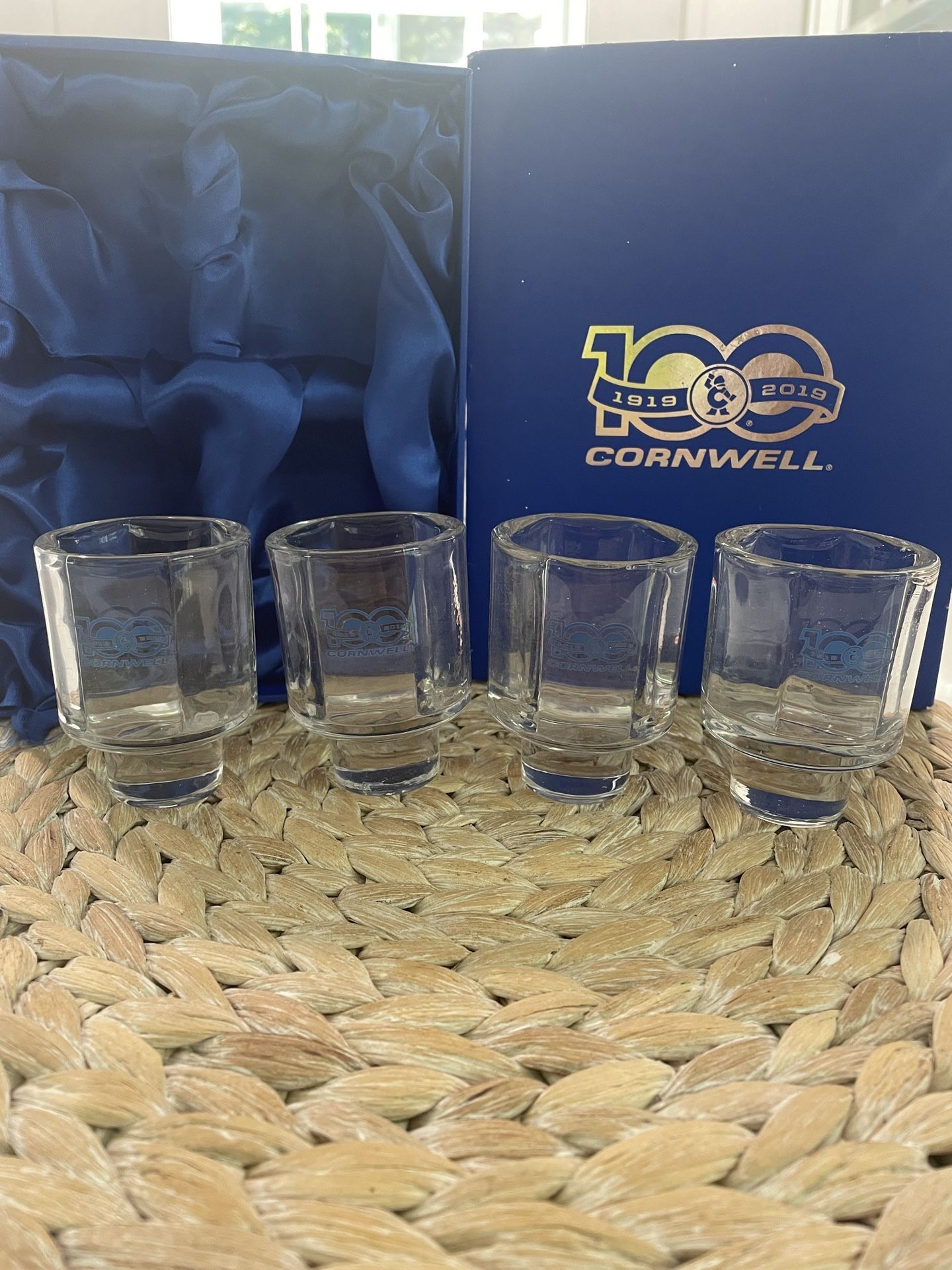Cornwell Tools Shot Glass Set RARE 100th Anniversary 4 Piece Socket Shaped Glass
