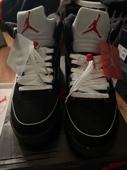 Air Jordan 5 Black White Red Sneakers