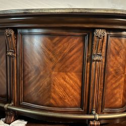 Elegant Wood & Marble Home Bar – Glass Storage, Bottle Rack 