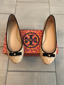 Tory Burch sz 8 Marion quilt ballet flats nwb